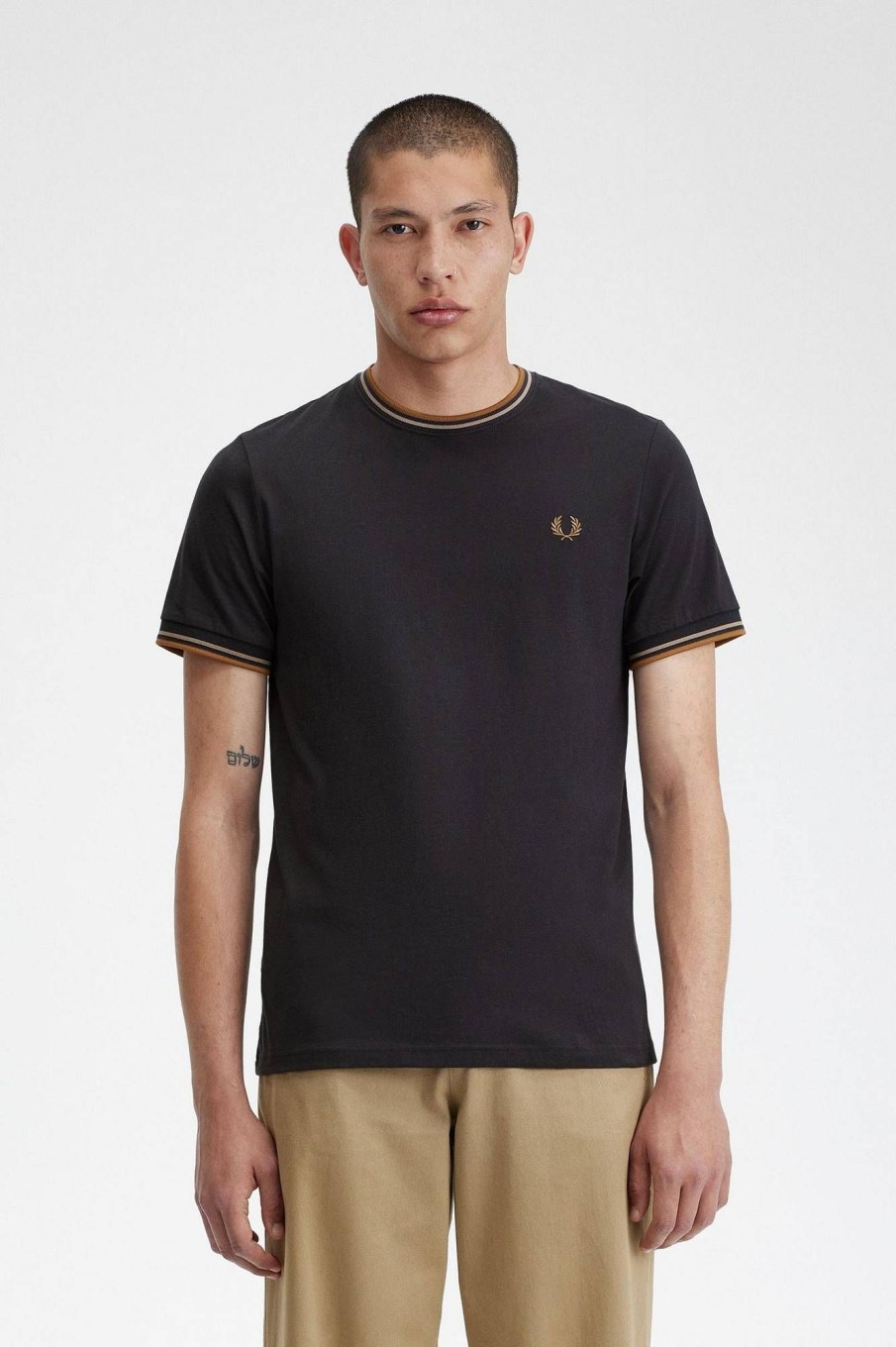 Uomo FRED PERRY T-Shirts | T-Shirt Con Doppia Riga