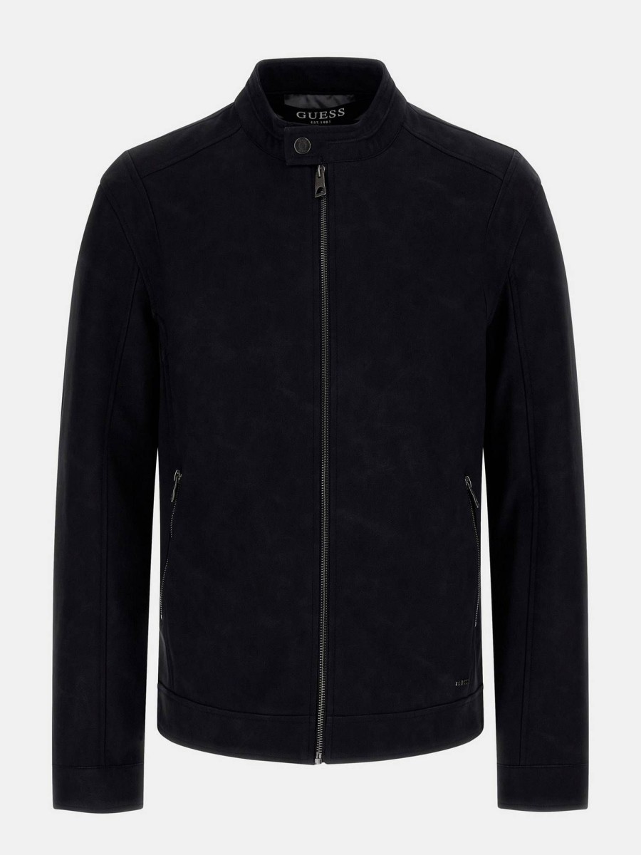 Uomo GUESS Giubbotti E Cappotti | Faux Leather Biker Jacket - Giacca Simil Suede