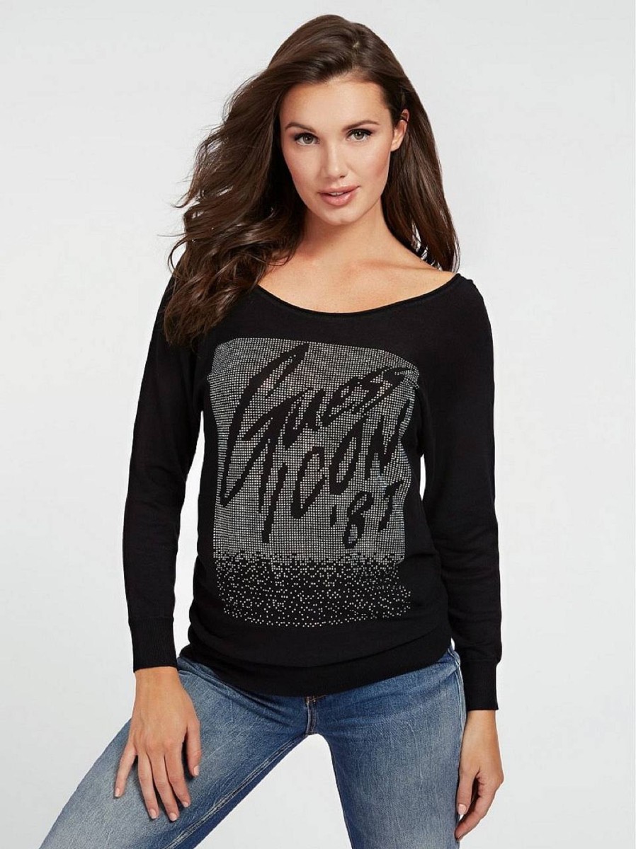 Donna GUESS Maglie E Top | Chiara Bat Sleeve Strass