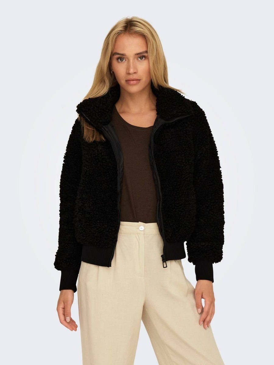 Donna ONLY Giubbotti E Cappotti | New Wellie Sherpa Bomber - Giacca Teddy Collo Alto