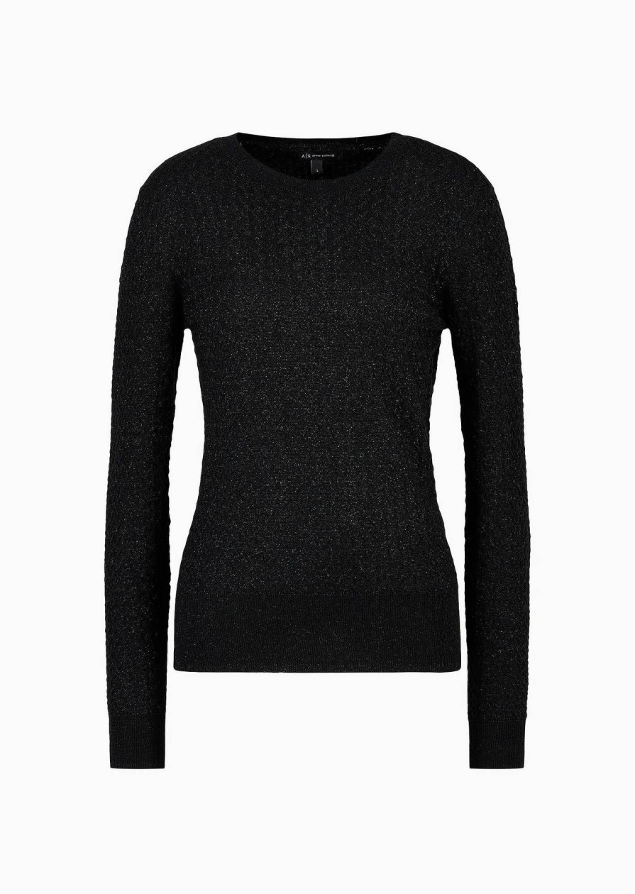 Donna ARMANI EXCHANGE Pullover E Cardigan | Pullover Tricot Girocollo Effetto Lame