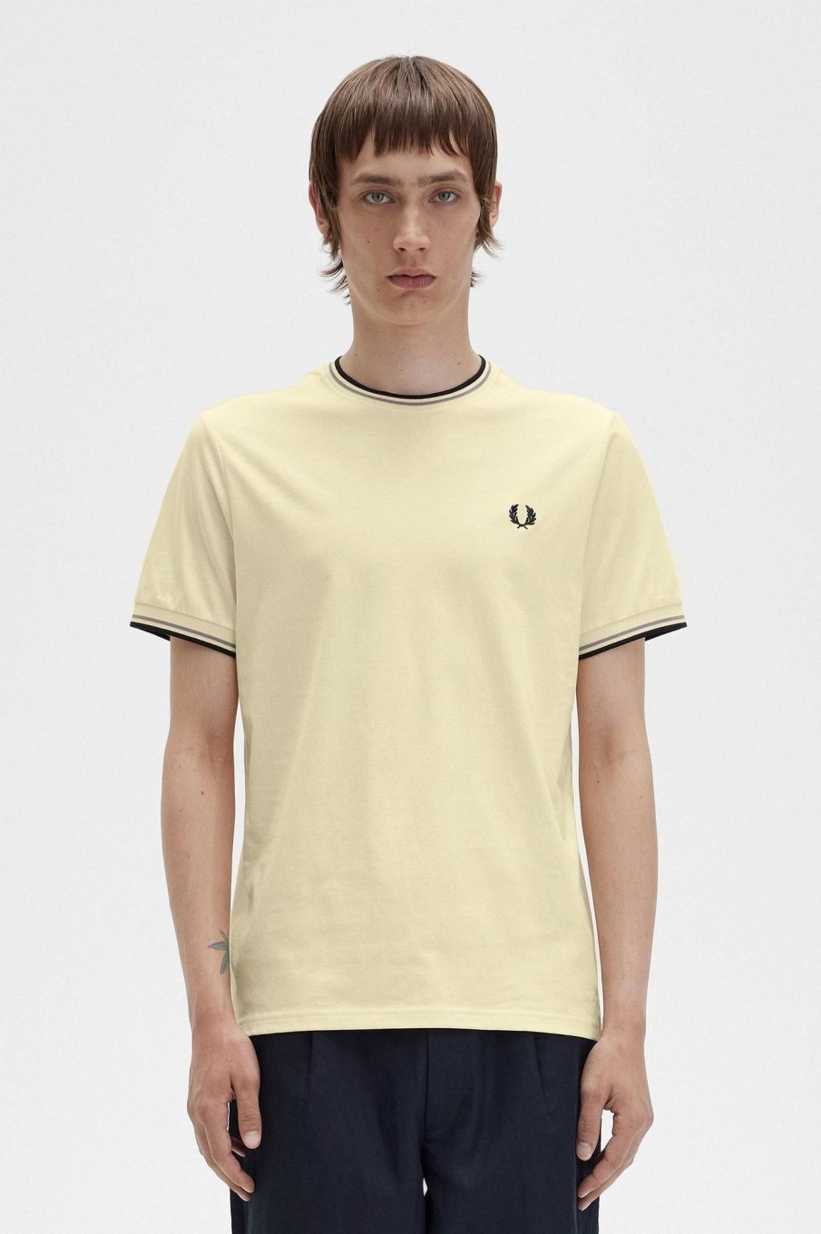 Uomo FRED PERRY T-Shirts | T-Shirt Con Doppia Riga