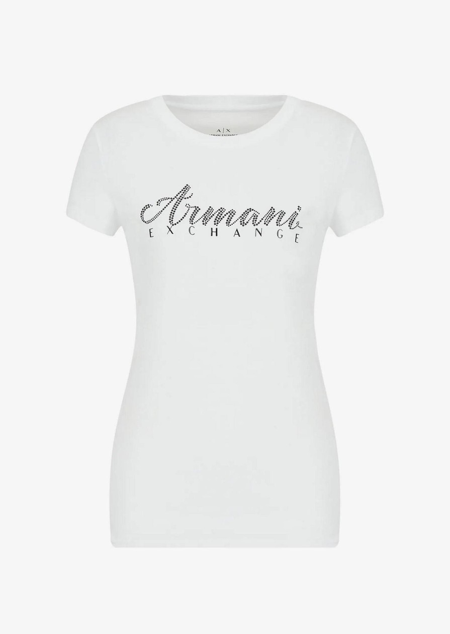 Donna ARMANI EXCHANGE T-Shirts | T-Shirt Con Lettering Logo E Borchie