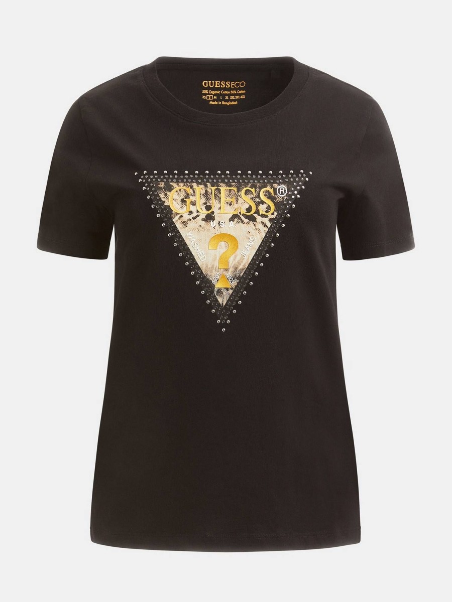 Donna GUESS T-Shirts | Tee Animal Triangle - T-Shirt Logo Strass