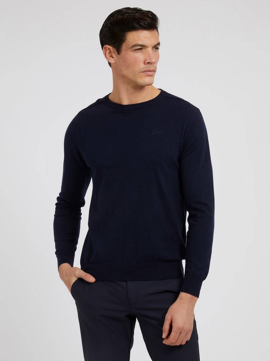 Uomo GUESS Maglieria | Randal Cn Basic - Pullover Misto Seta