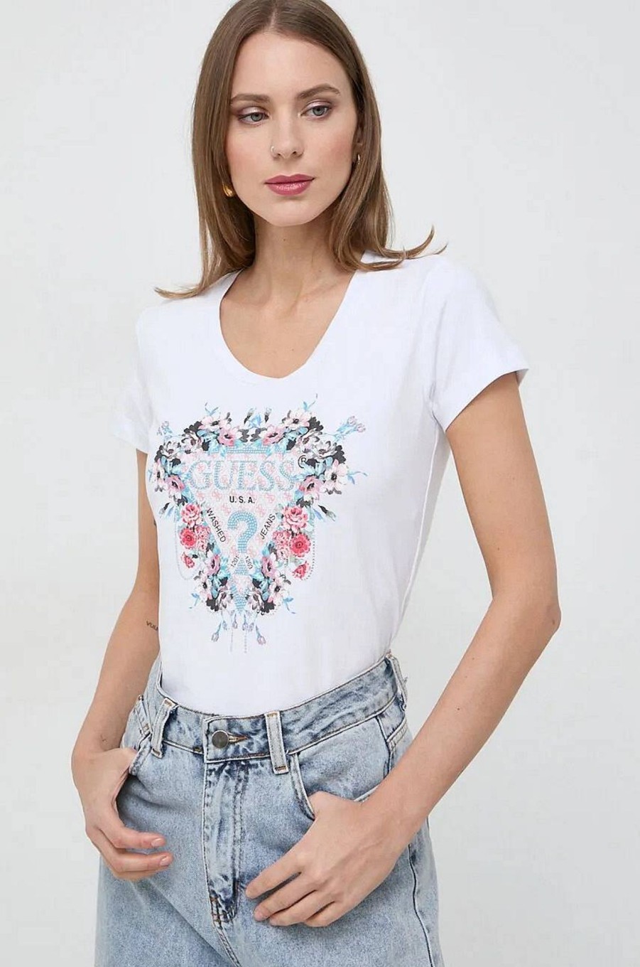 Donna GUESS T-Shirts | T-Shirt Flower Triangle