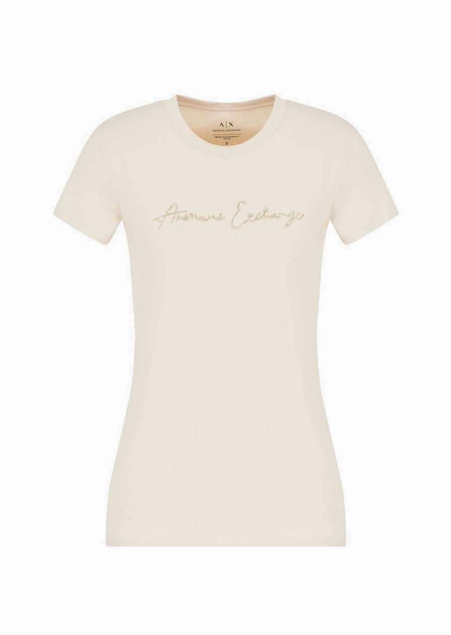 Donna ARMANI EXCHANGE T-Shirts | T-Shirt Con Logo Strass