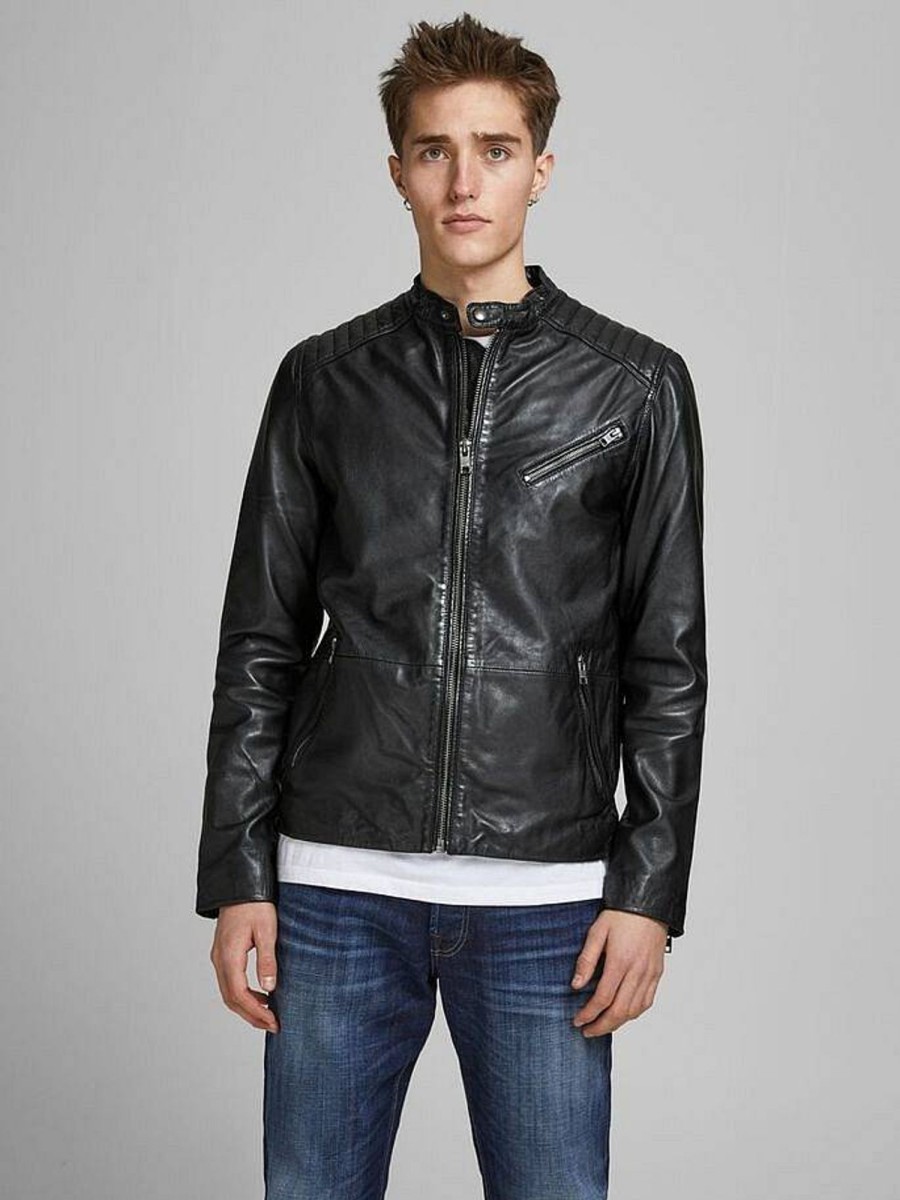 Uomo JACK & JONES Giubbotti E Cappotti | Joel Leather Jacket A-12 - Giacca In Pelle