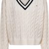 Donna TOMMY HILFIGER Pullover E Cardigan | V-Neck Cable Sweater - Maglione A Trecce