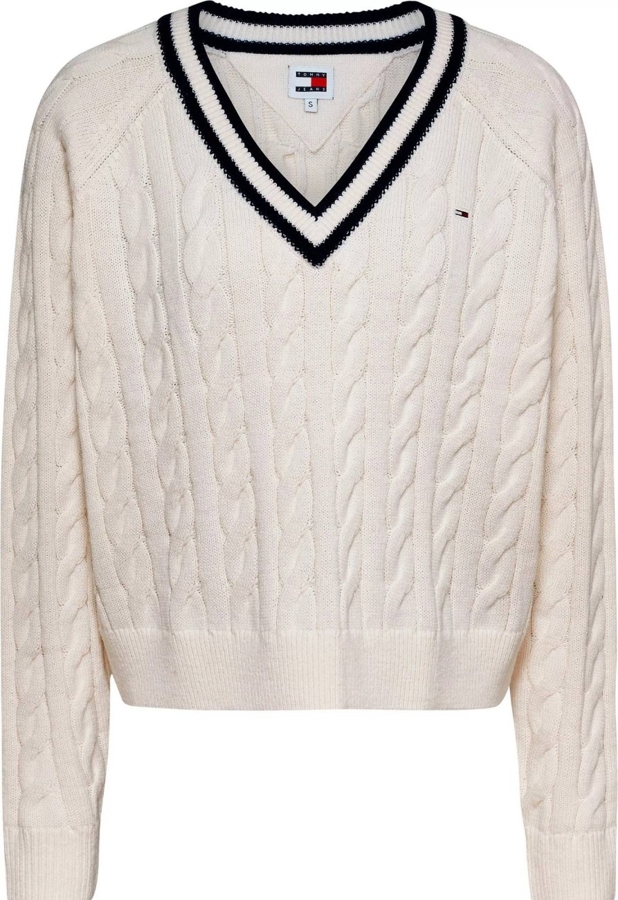 Donna TOMMY HILFIGER Pullover E Cardigan | V-Neck Cable Sweater - Maglione A Trecce