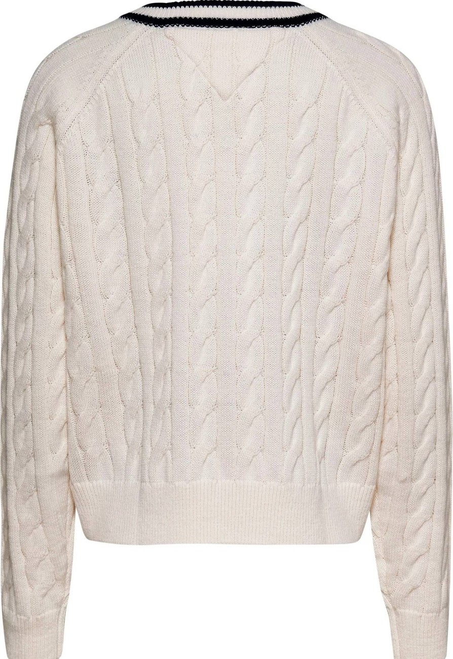 Donna TOMMY HILFIGER Pullover E Cardigan | V-Neck Cable Sweater - Maglione A Trecce