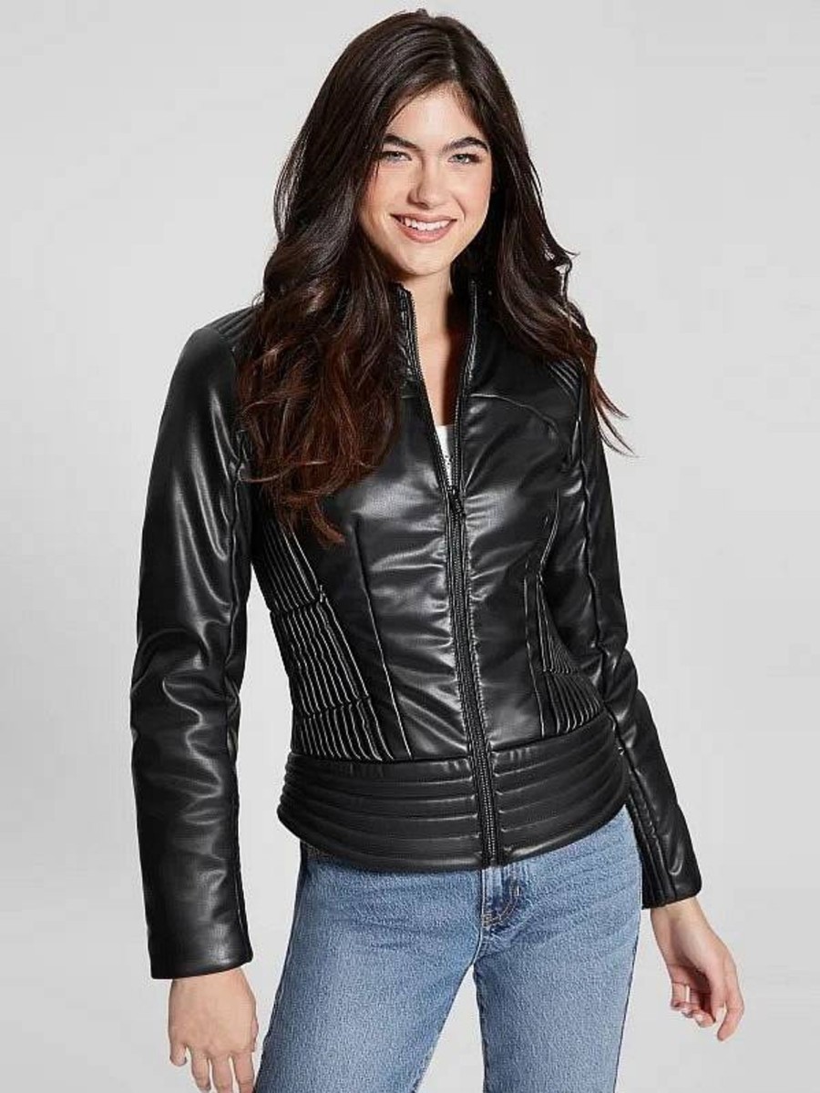 Donna GUESS Giubbotti E Cappotti | Jacket Lea Corset Pu - Giacca In Similpelle