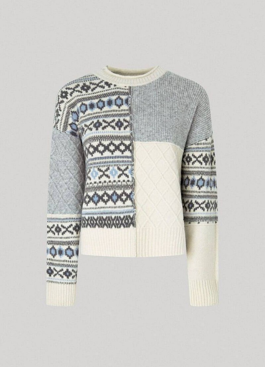 Donna PEPE JEANS Pullover E Cardigan | Maglia Erika - Pullover Jacquard Patchwork