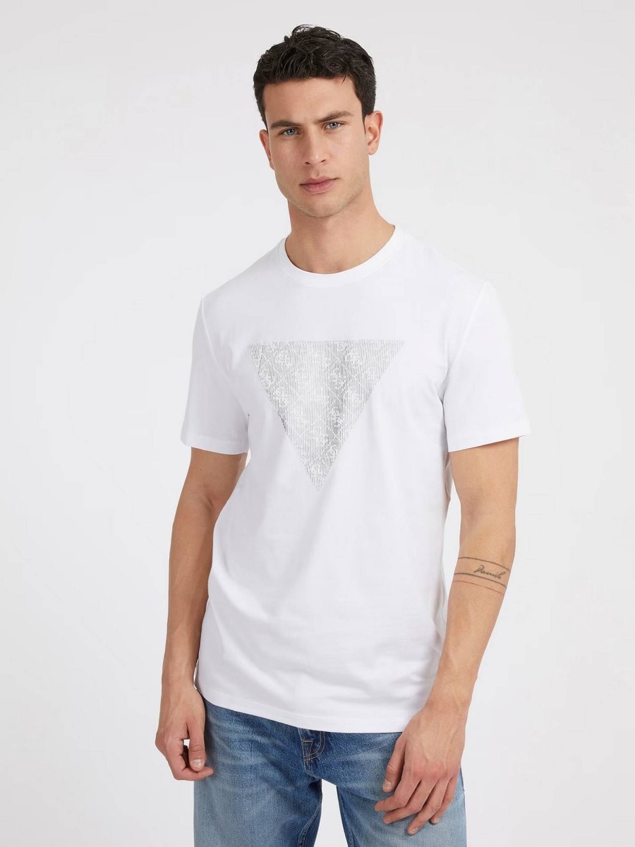 Uomo GUESS T-Shirts | Shiny Gel Triangle Tee - T-Shirt Logo