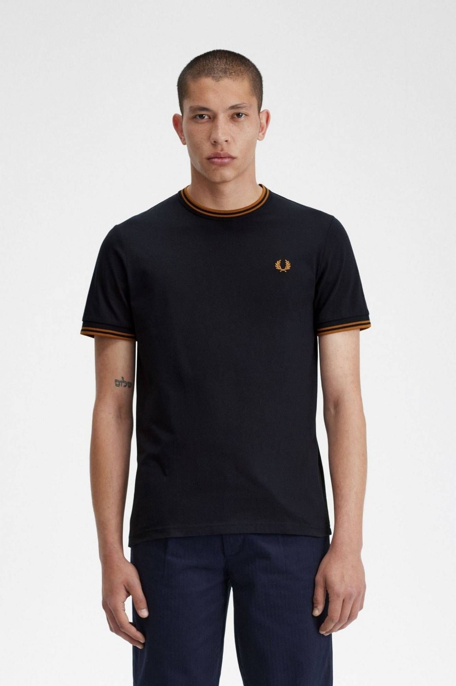 Uomo FRED PERRY T-Shirts | T-Shirt Con Doppia Riga