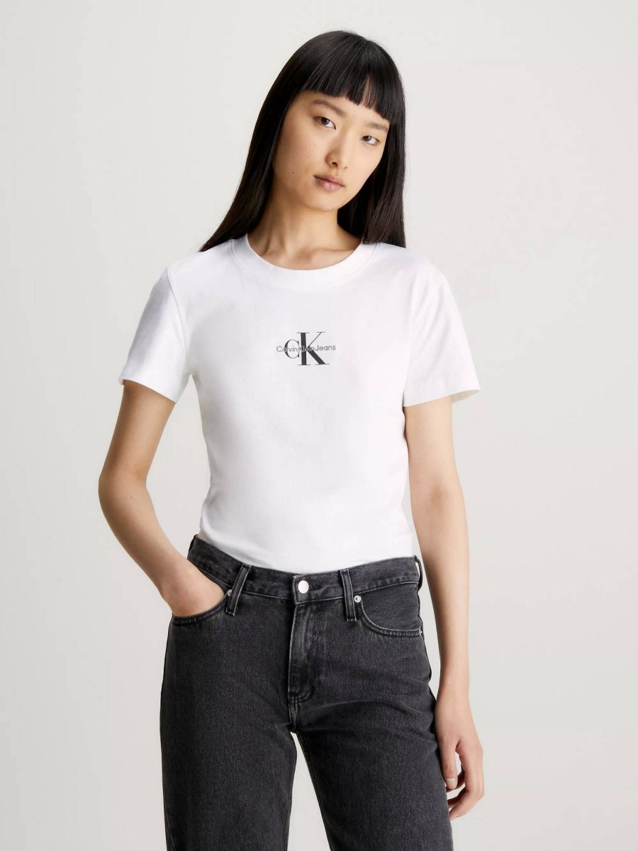 Donna CALVIN KLEIN JEANS T-Shirts | Monologo Slim Tee - T-Shirt A Manica Corta