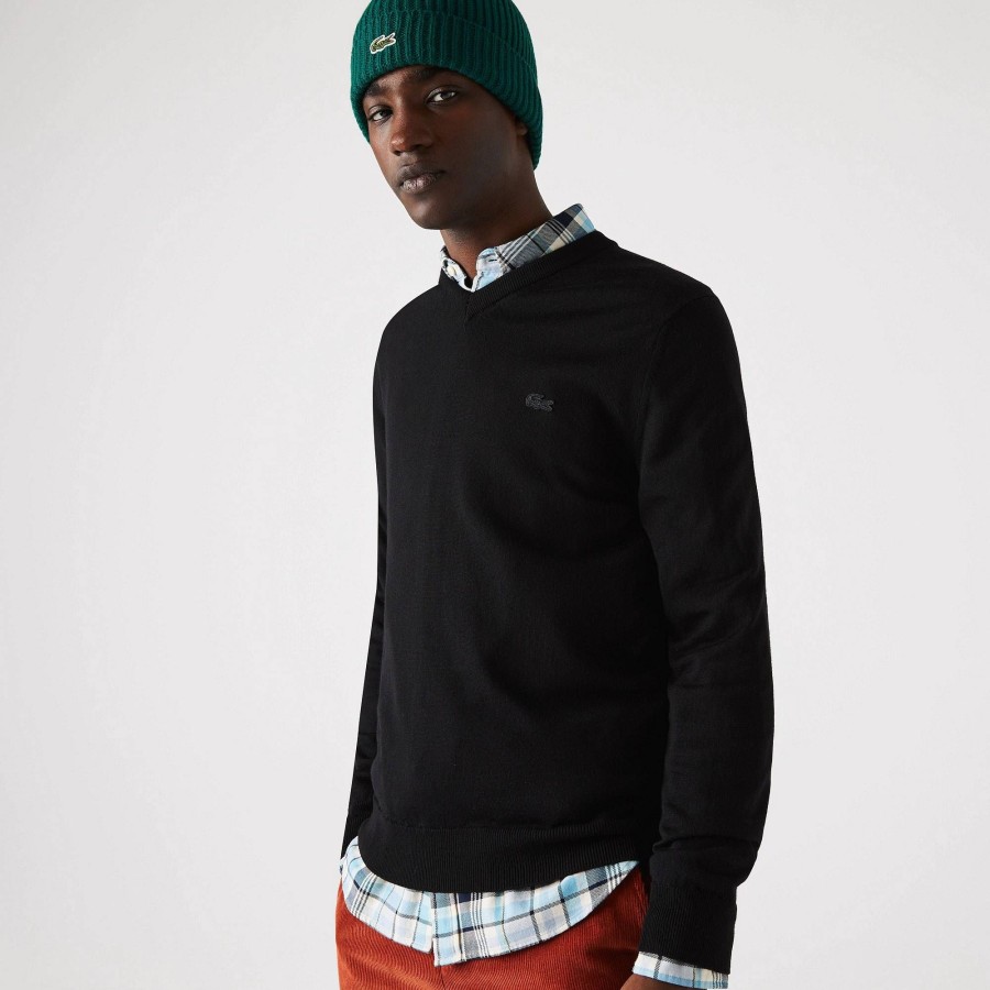 Uomo LACOSTE Maglieria | Pullover Lana Merino Scollo A V