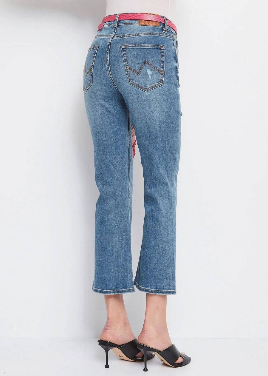 Donna GAUDI' Denim Jeans | Jeans Flare Cropped Con Cintura E Bandana