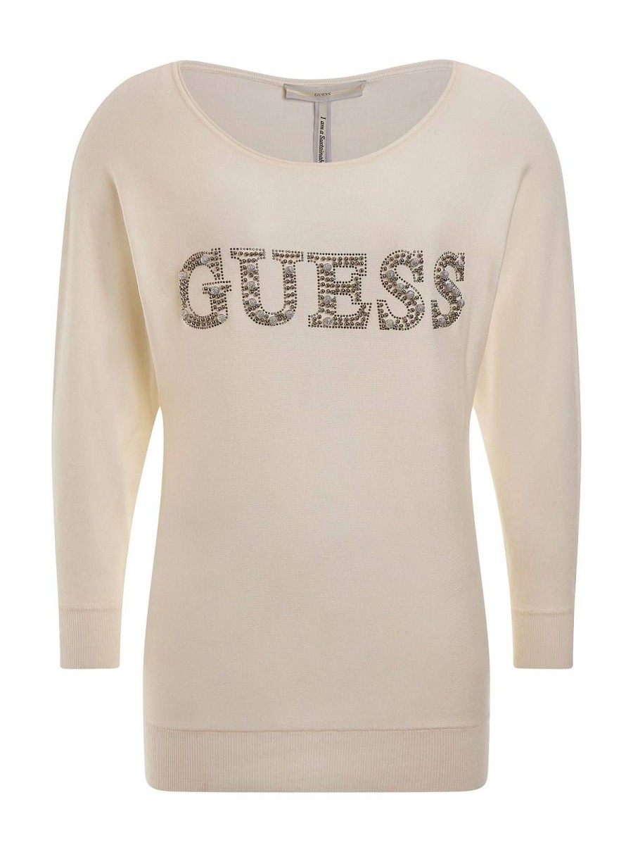 Donna GUESS Pullover E Cardigan | Gabrielle Batsleeve - Maglione Logo Strass