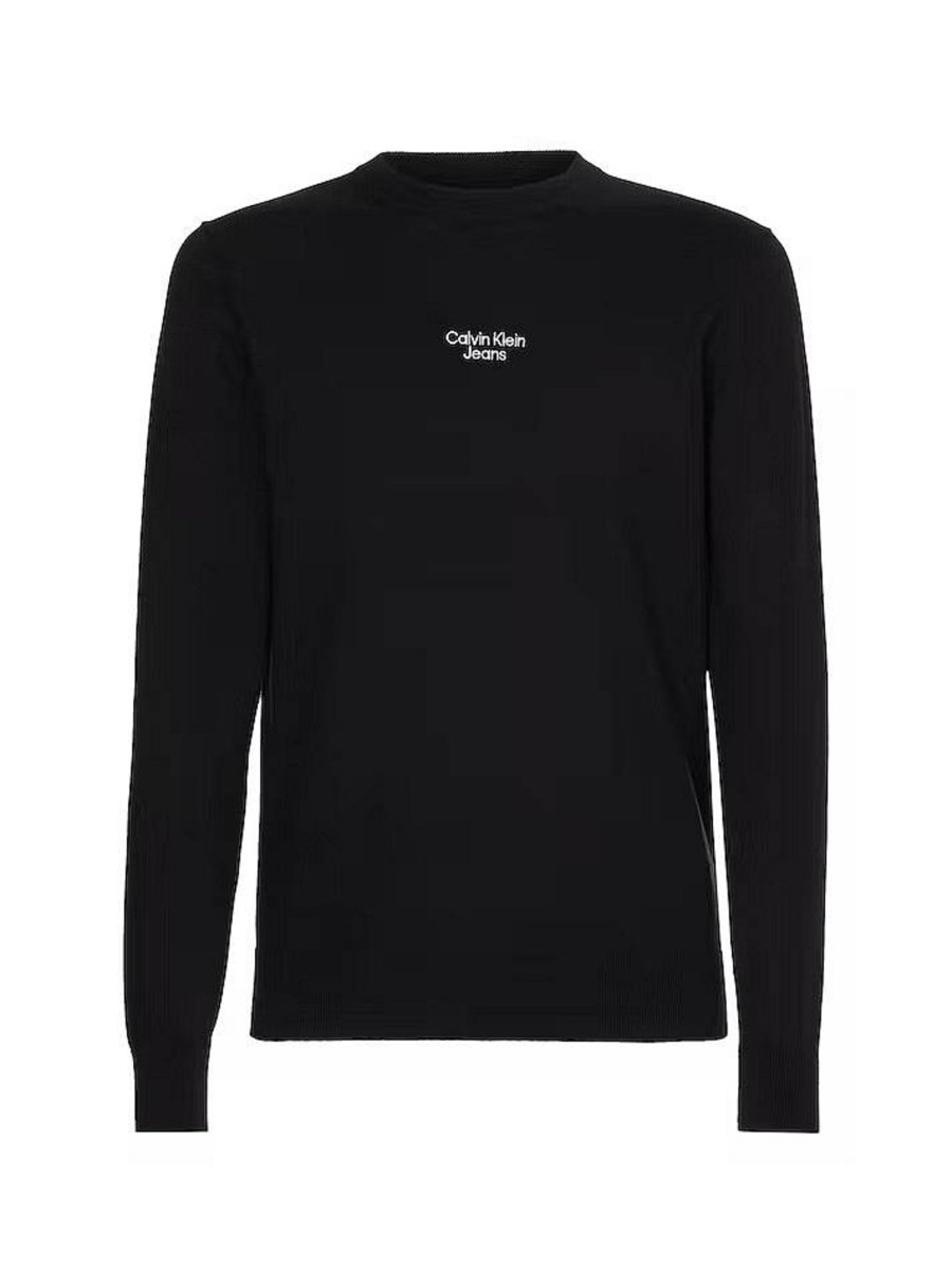 Uomo CALVIN KLEIN JEANS Maglieria | Stacked Logo Crew Neck Sweater - Maglione