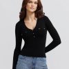 Donna GUESS Pullover E Cardigan | Flavie Henley Sweater - Maglia Scollo A V