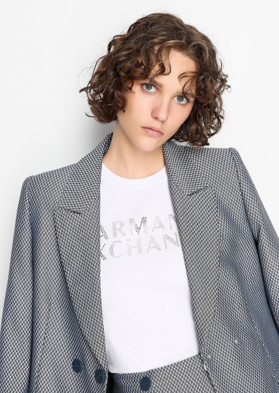 Donna ARMANI EXCHANGE T-Shirts | T-Shirt Con Logo In Borchie Sustainability Values