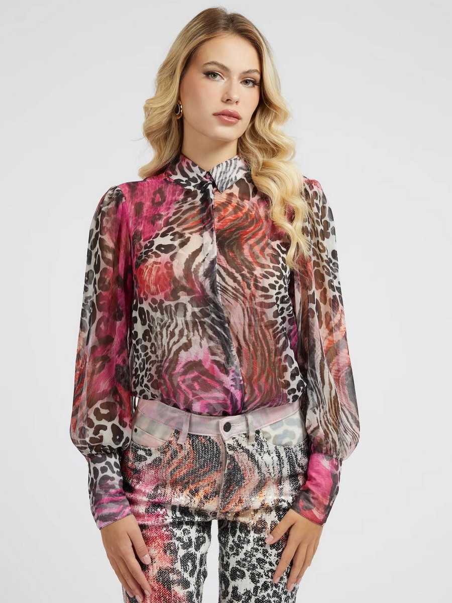 Donna GUESS Camicie | Top Raven - Blusa Animalier