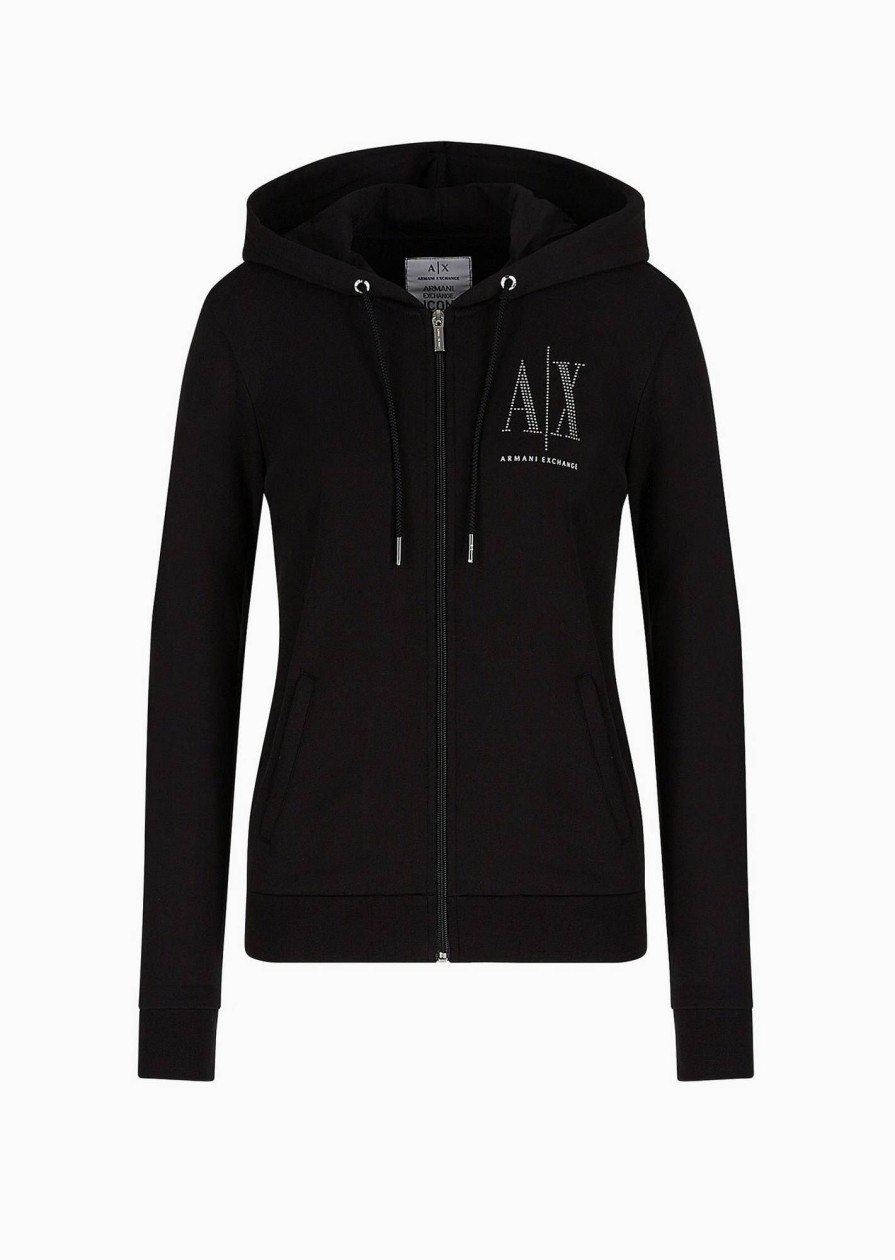 Donna ARMANI EXCHANGE Felpe | Felpa Con Cappuccio E Logo In Borchie