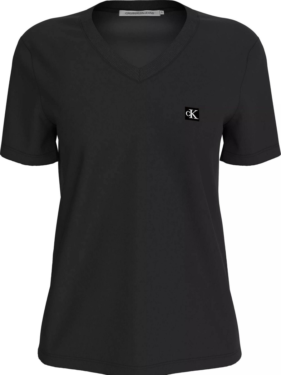 Donna CALVIN KLEIN JEANS T-Shirts | Ck Embro Badge V-Neck Tee