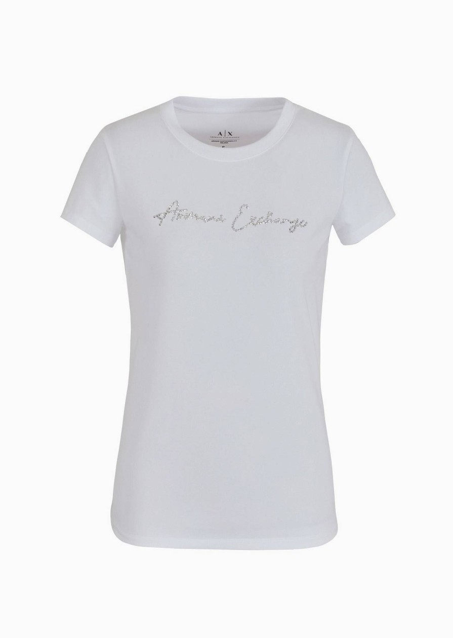 Donna ARMANI EXCHANGE T-Shirts | T-Shirt Con Logo Strass