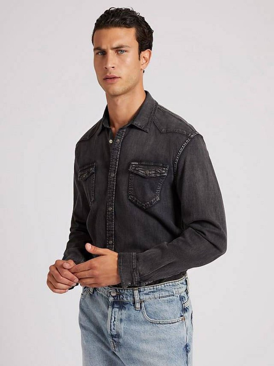 Uomo GUESS Camicie | Truckee Ls Shirt - Camicia Jeans Slim