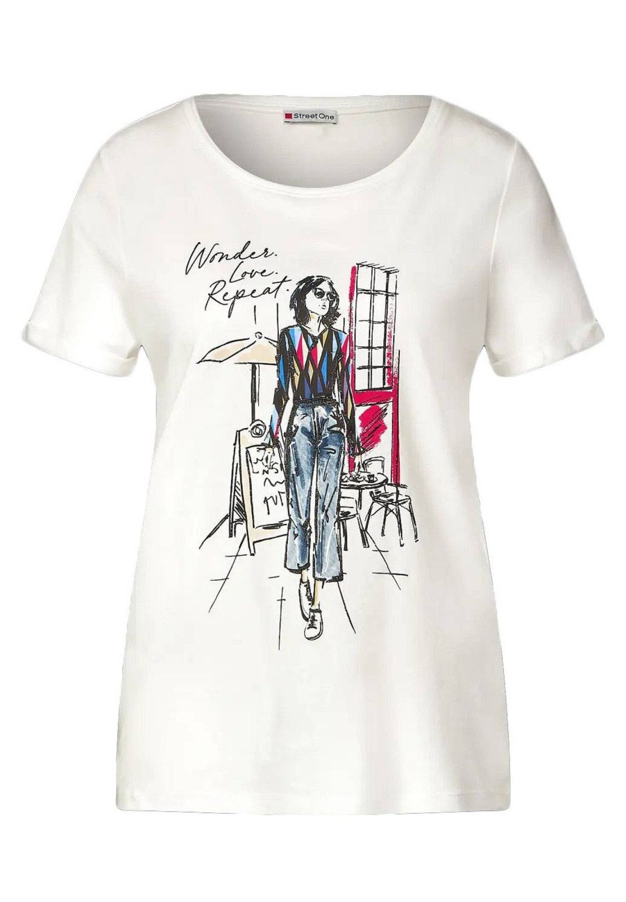 Donna STREET ONE T-Shirts | Scribble Lady Partprint Shirt - Maglietta Con Stampa