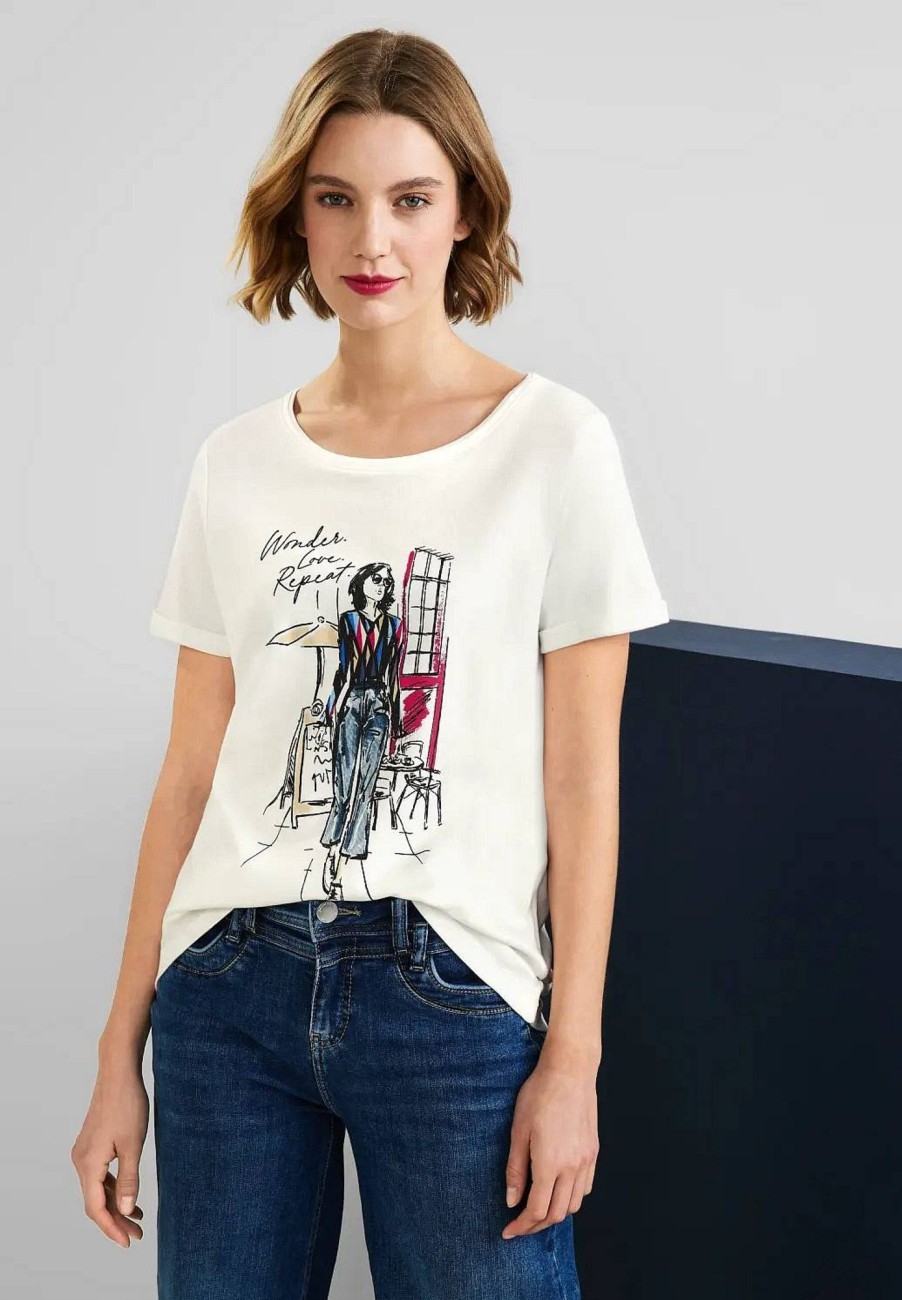 Donna STREET ONE T-Shirts | Scribble Lady Partprint Shirt - Maglietta Con Stampa