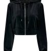 Donna ONLY Felpe | Rebel Cropped Zip Hood - Felpa Corta In Velluto