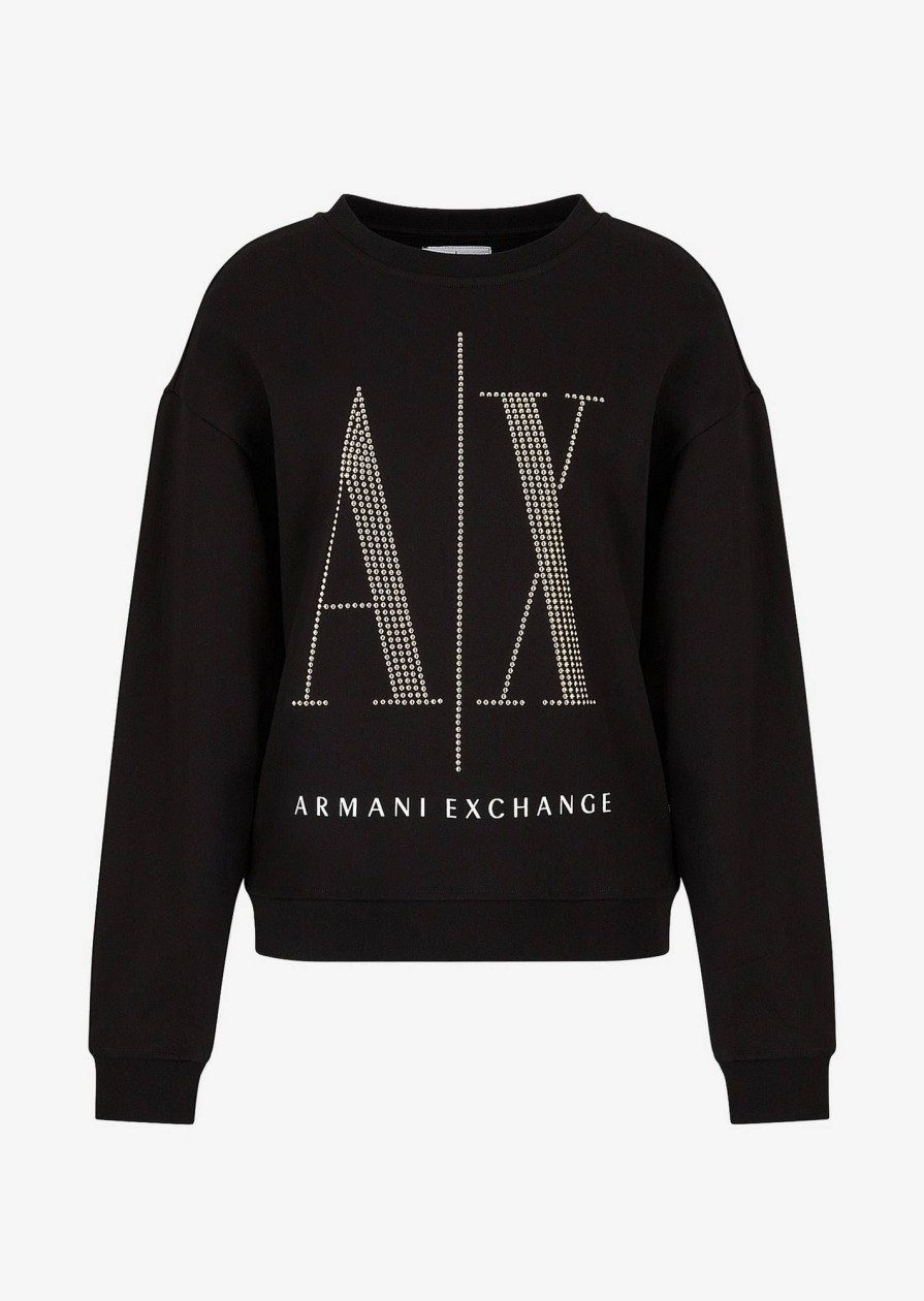 Donna ARMANI EXCHANGE Felpe | Felpa Con Logo In Borchie