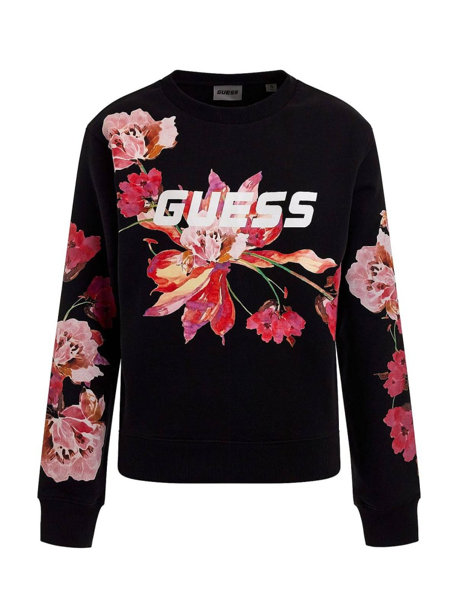 Donna GUESS Felpe | Corine Cn Sweatshirt - Felpa Floreale Con Logo