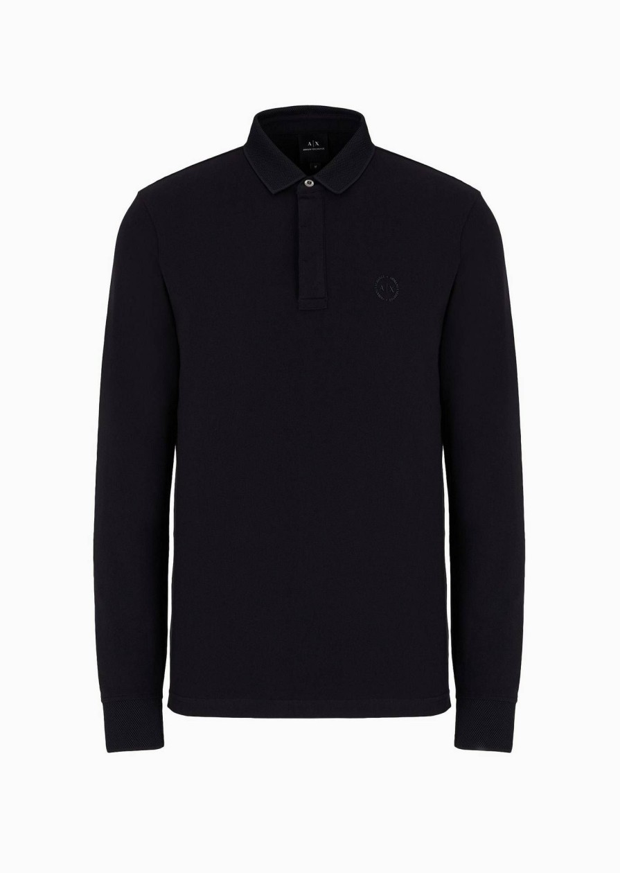 Uomo ARMANI EXCHANGE Polo | Polo A Manica Lunga Con Logo Ricamato