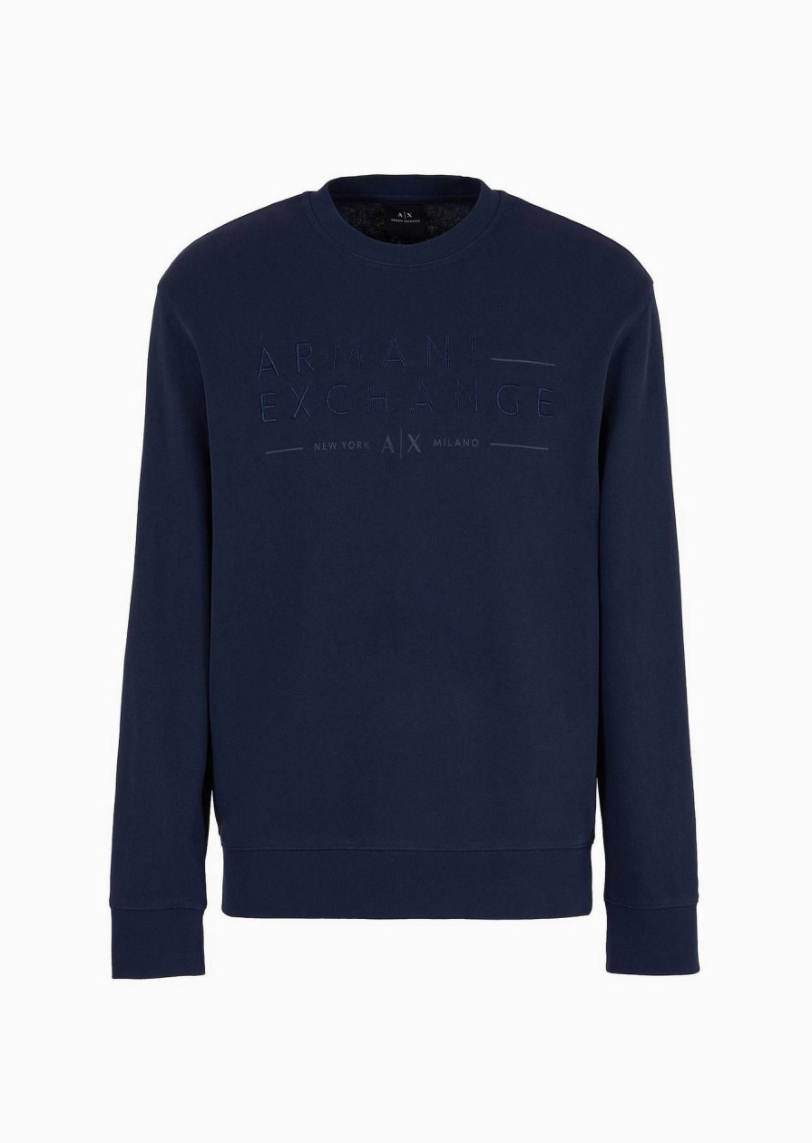 Uomo ARMANI EXCHANGE Felpe | Sweatshirt - Felpa Girocollo In Misto Lino