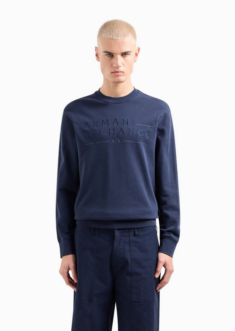 Uomo ARMANI EXCHANGE Felpe | Sweatshirt - Felpa Girocollo In Misto Lino