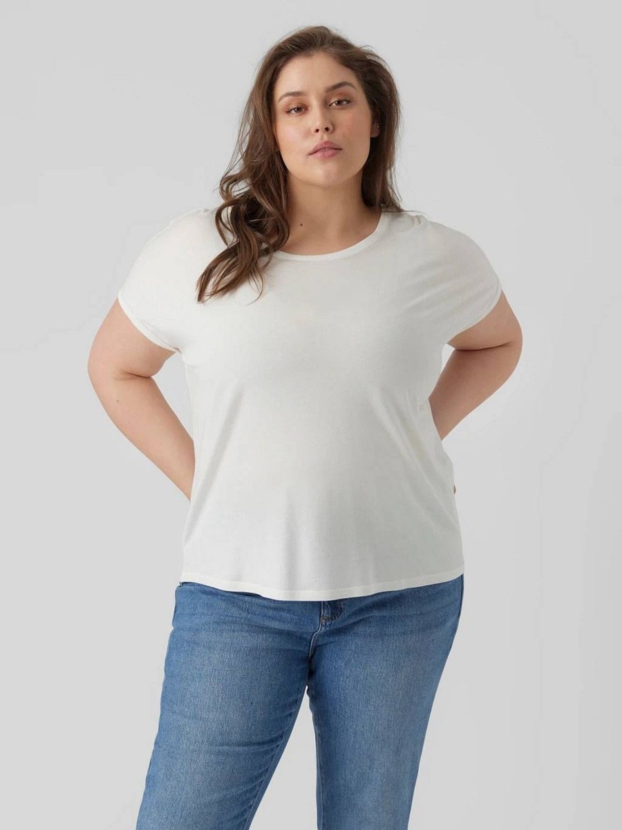 Donna VERO MODA T-Shirts | Maya Plain Ss Top Curve - T-Shirt Girocollo