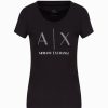 Donna ARMANI EXCHANGE T-Shirts | T-Shirt Girocollo Con Logo In Borchie