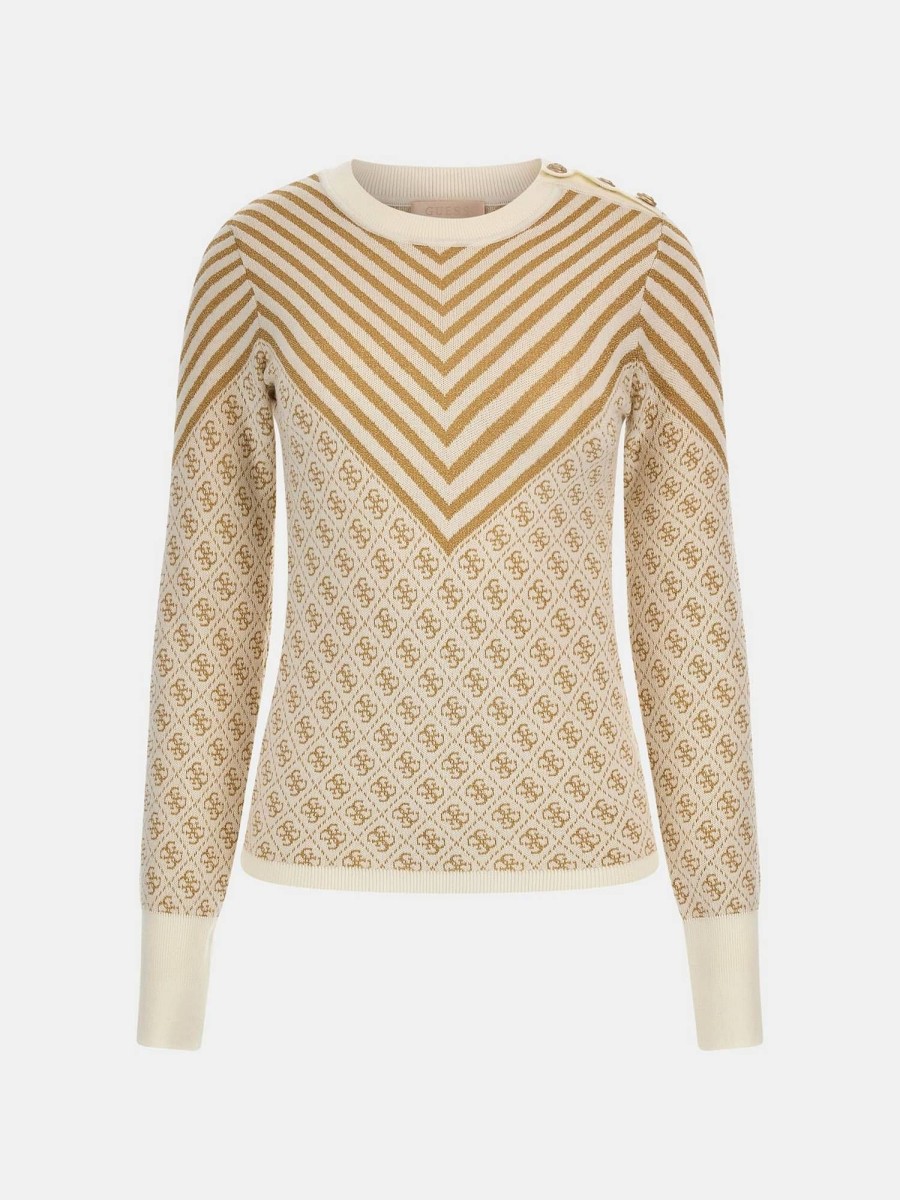 Donna GUESS Pullover E Cardigan | Ls Rn Renee Sweather - Maglione Lurex 4G Logo