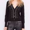 Donna GAUDI' Pullover E Cardigan | Cardigan Scollo A V Con Borchie E Strass