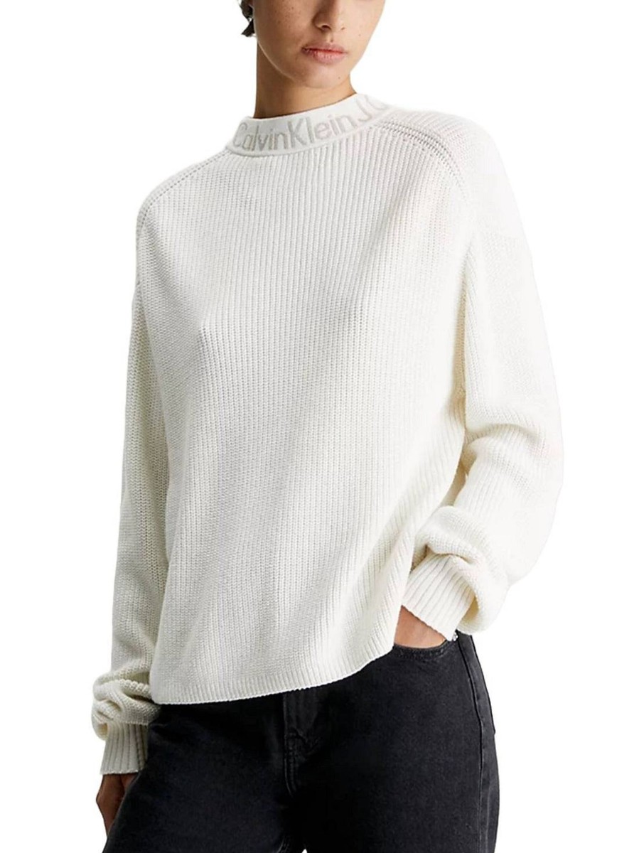 Donna CALVIN KLEIN JEANS Pullover E Cardigan | Logo Intarsia Loose Sweater - Maglione Collo Alto