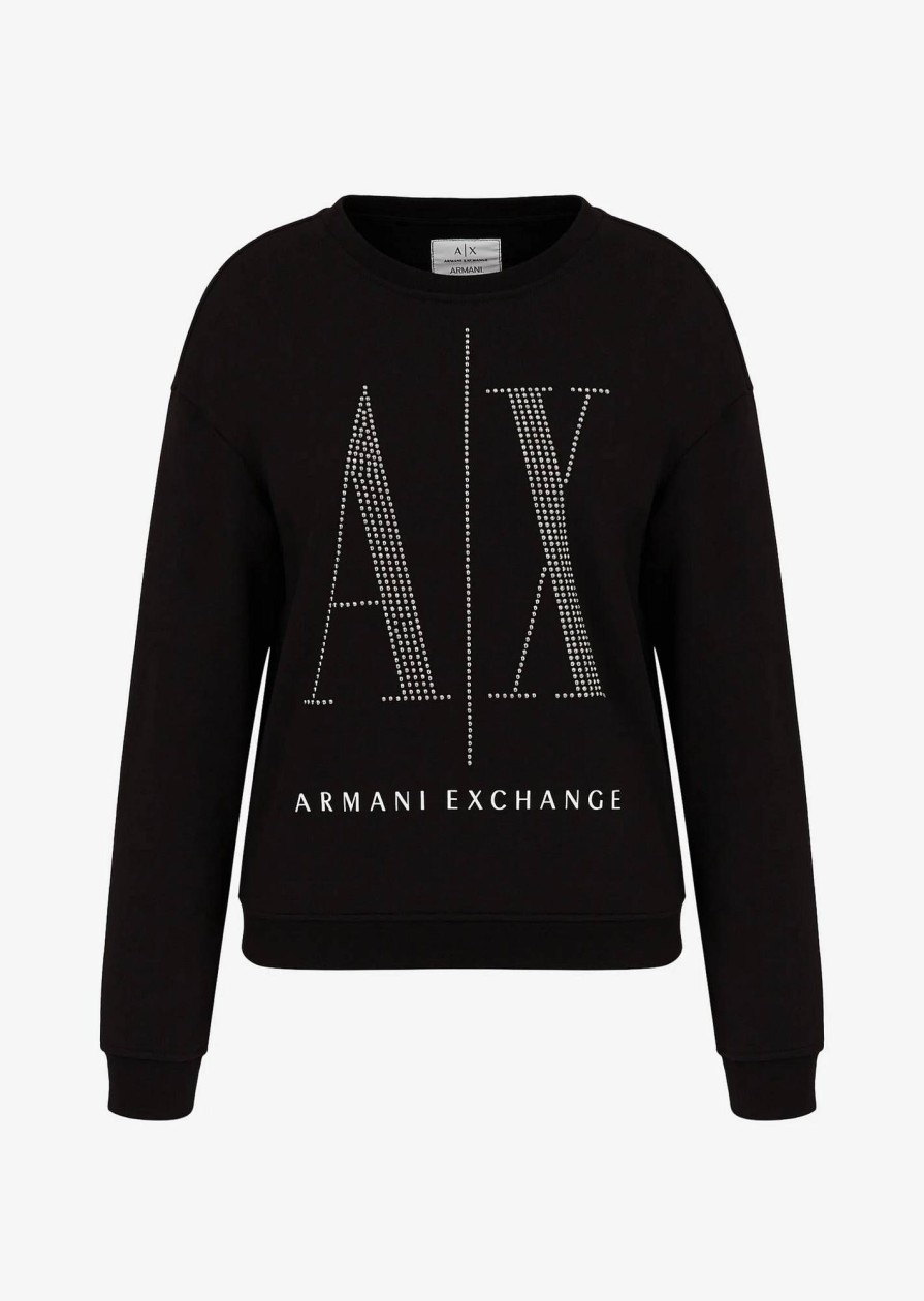 Donna ARMANI EXCHANGE Felpe | Felpa Con Logo In Borchie