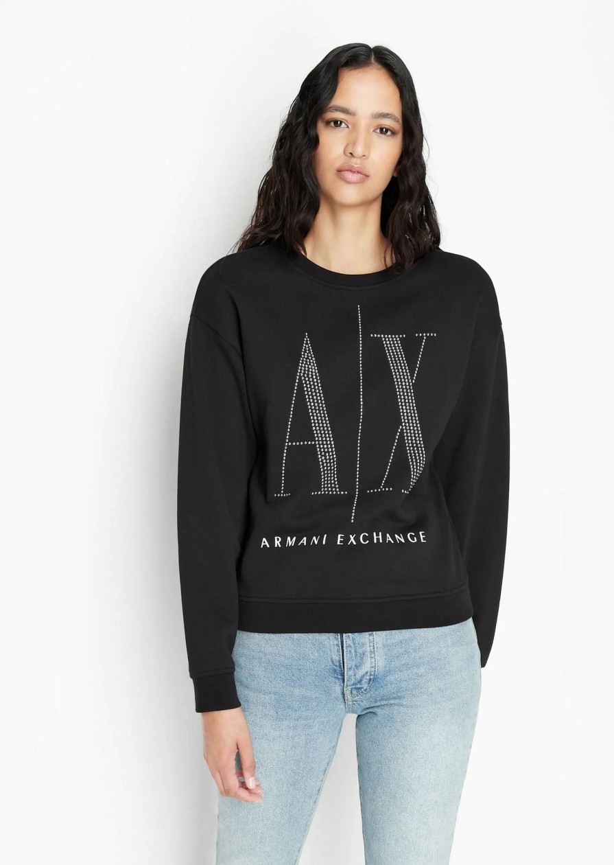 Donna ARMANI EXCHANGE Felpe | Felpa Con Logo In Borchie