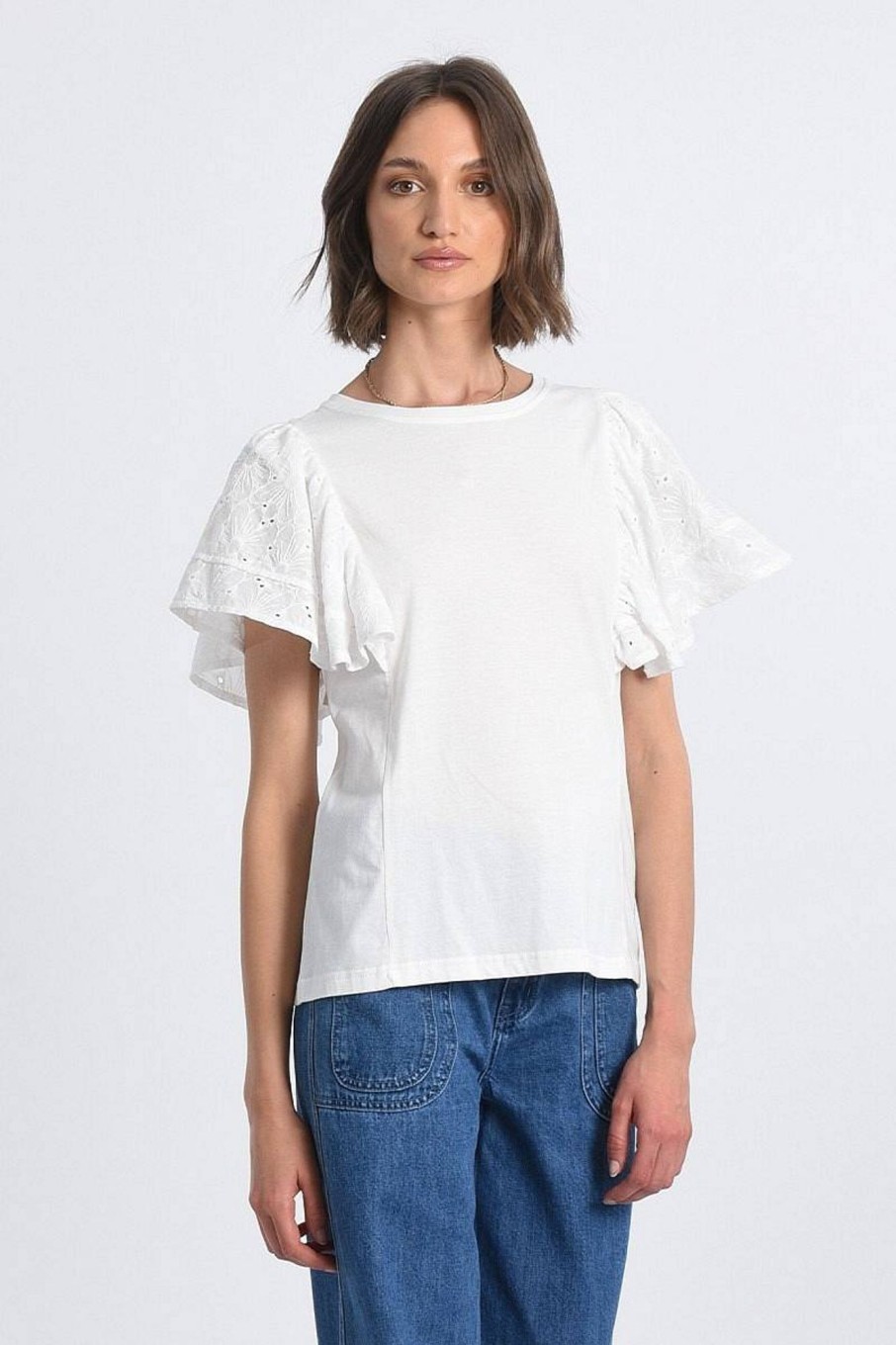 Donna MOLLY BRACKEN T-Shirts | Ladies Knitted Tee - T-Shirt Con Maniche Volant