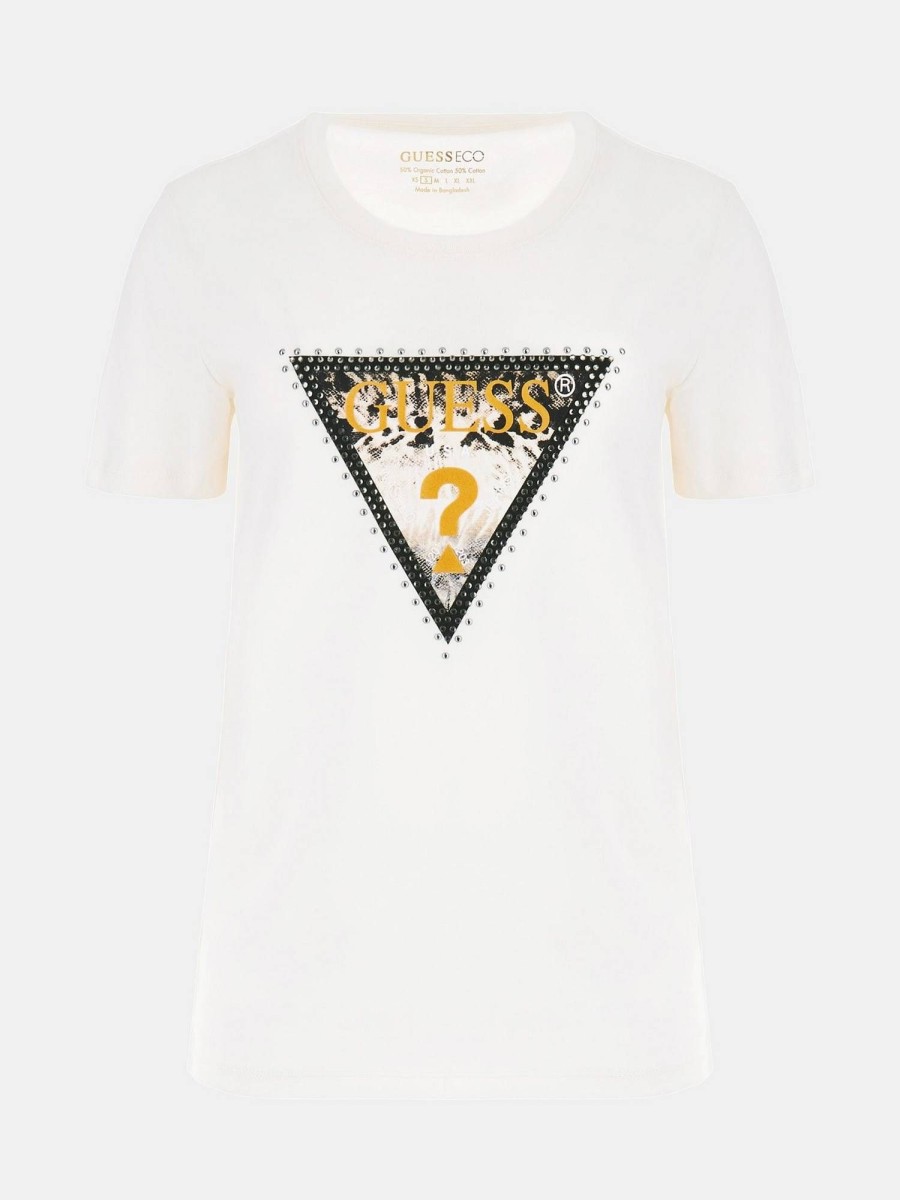 Donna GUESS T-Shirts | Tee Animal Triangle - T-Shirt Logo Strass