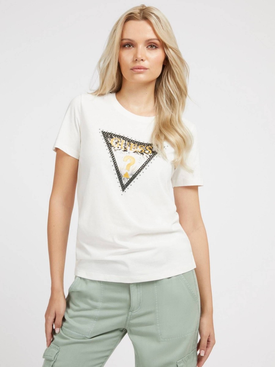 Donna GUESS T-Shirts | Tee Animal Triangle - T-Shirt Logo Strass