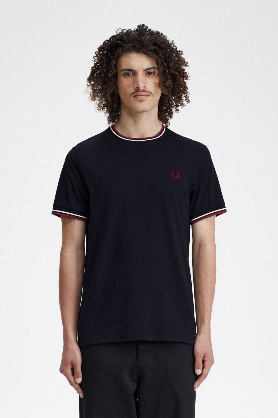 Uomo FRED PERRY T-Shirts | T-Shirt Con Doppia Riga